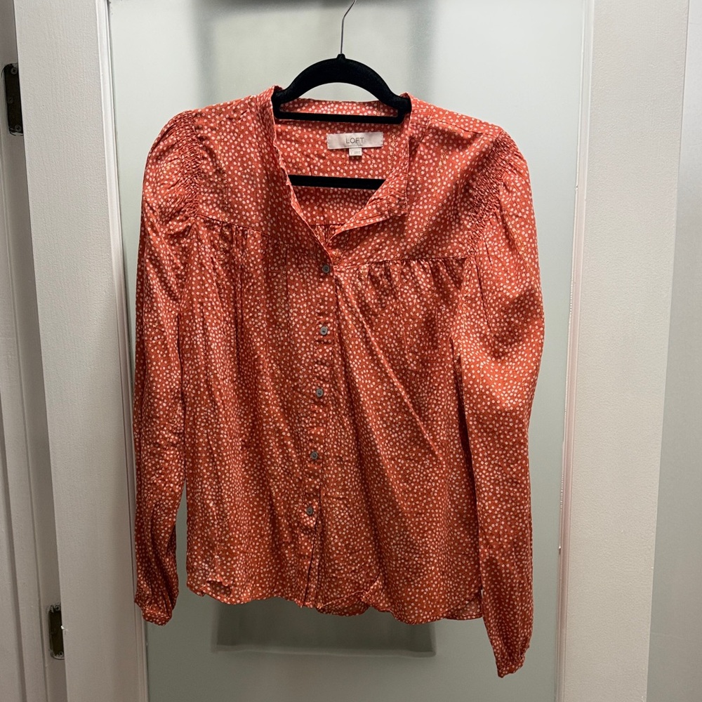 LOFT Orange Patterned Blouse